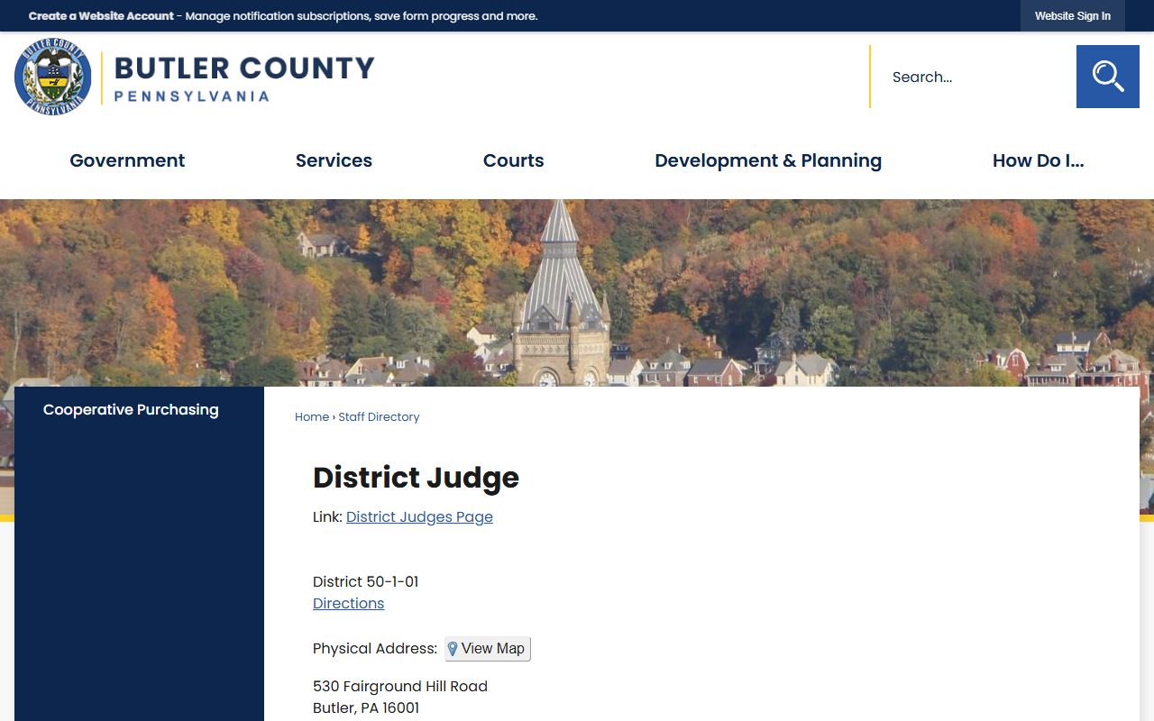 Butler County court dockets Magisterial District Judge directory