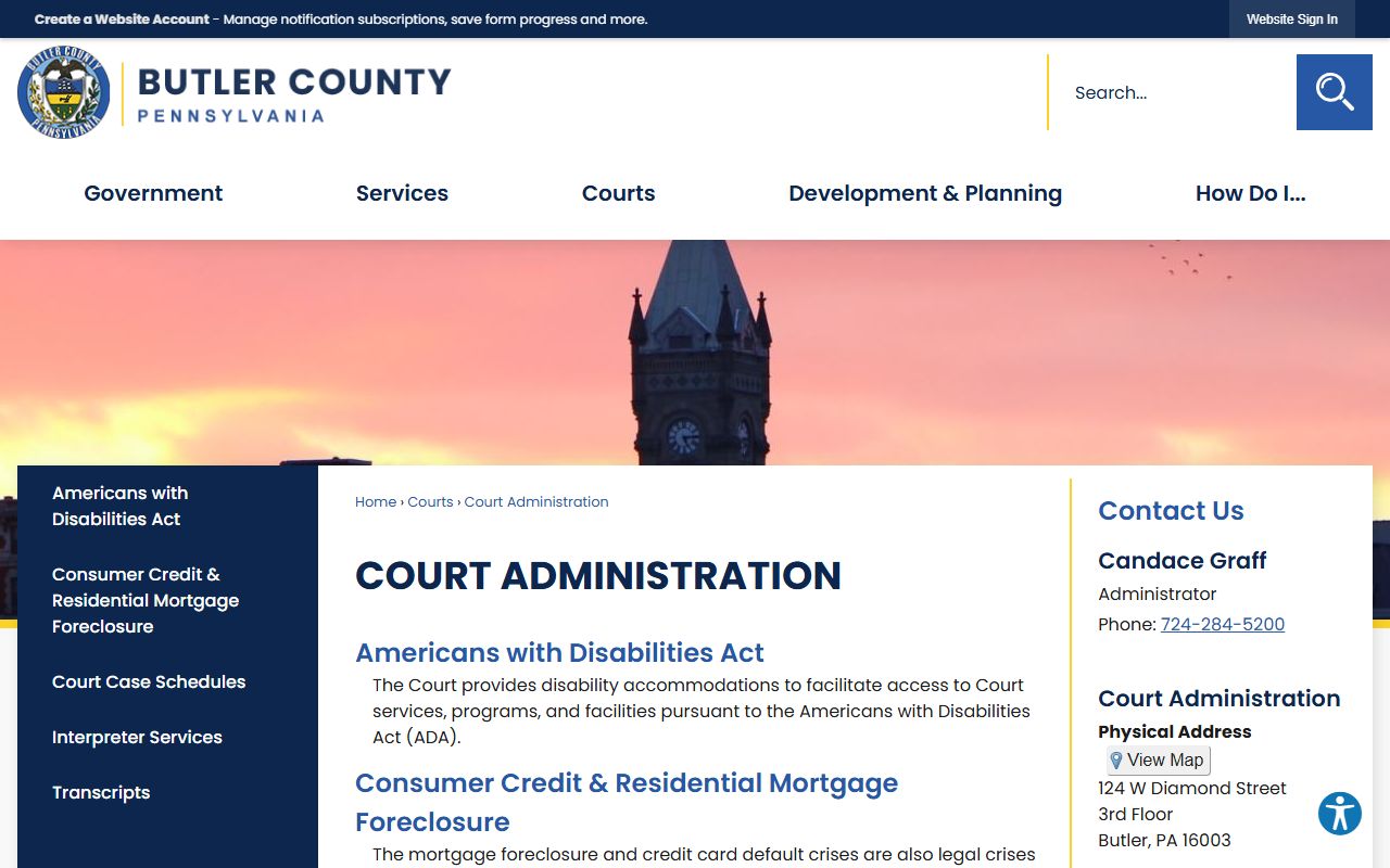 Butler County court records Court Administration page