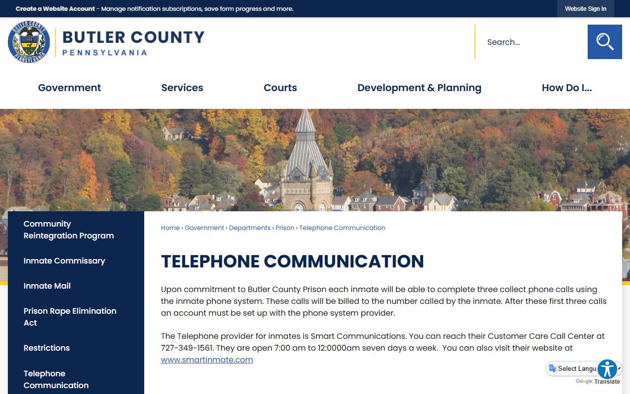Butler County inmate telephone communication