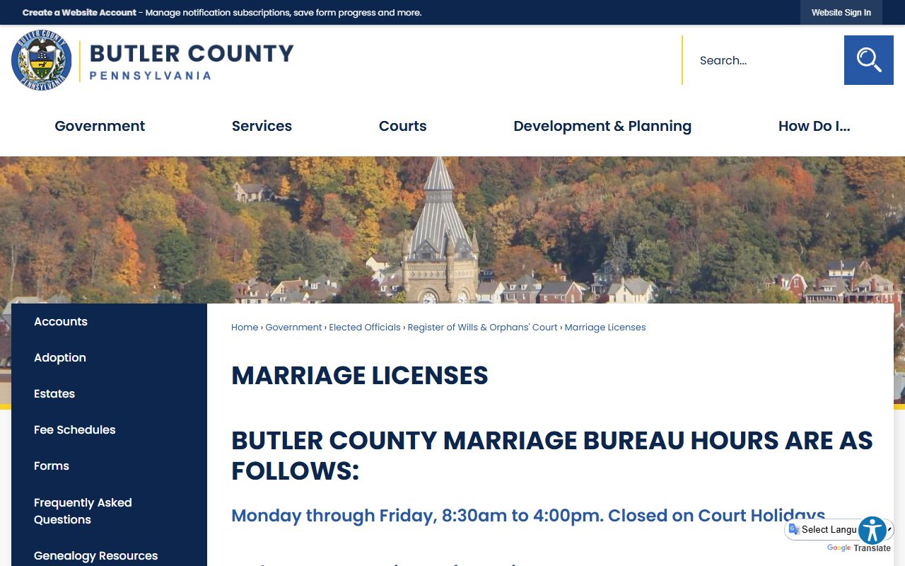 Butler County marriage records marriage license requirements