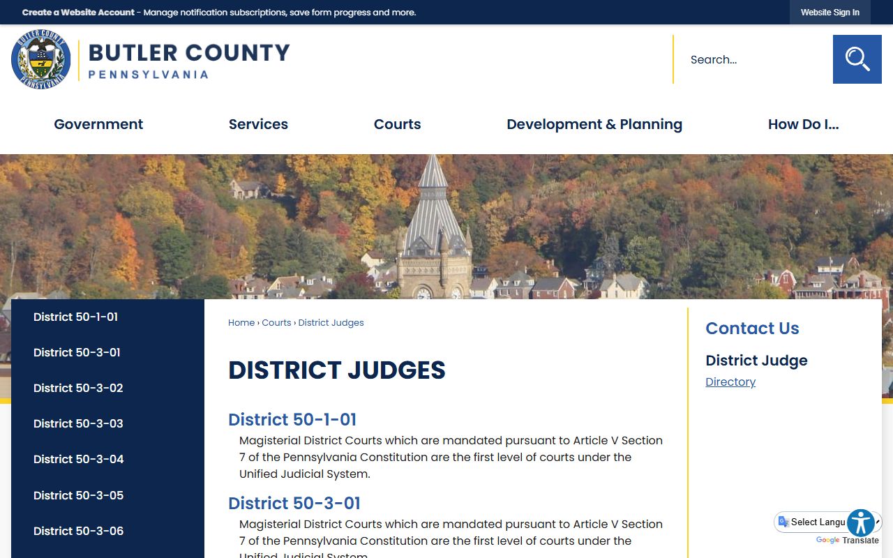 Butler County warrant search Magisterial District Judges